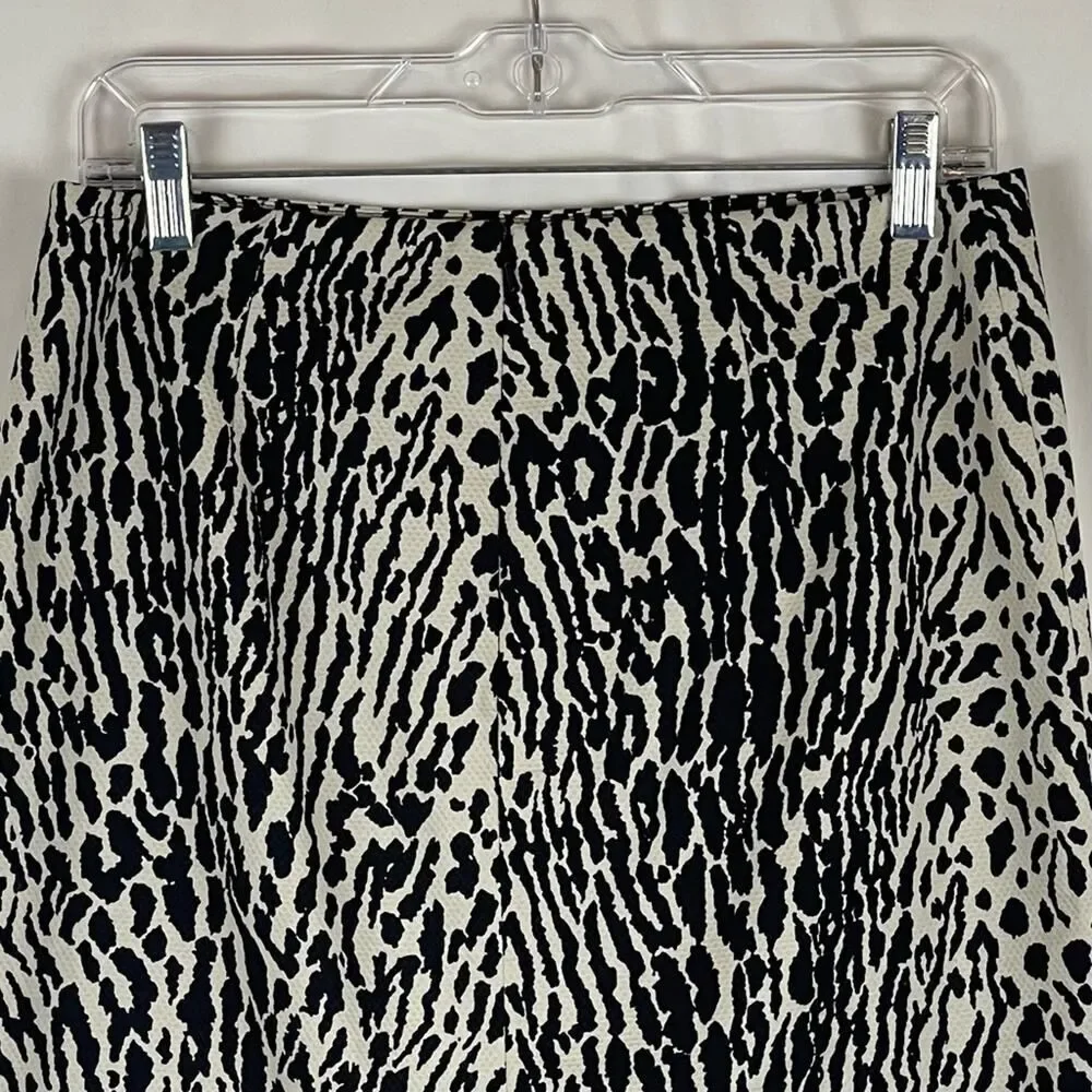 Talbots Black Cream Animal Print Pencil Skirt NWOT Size 6